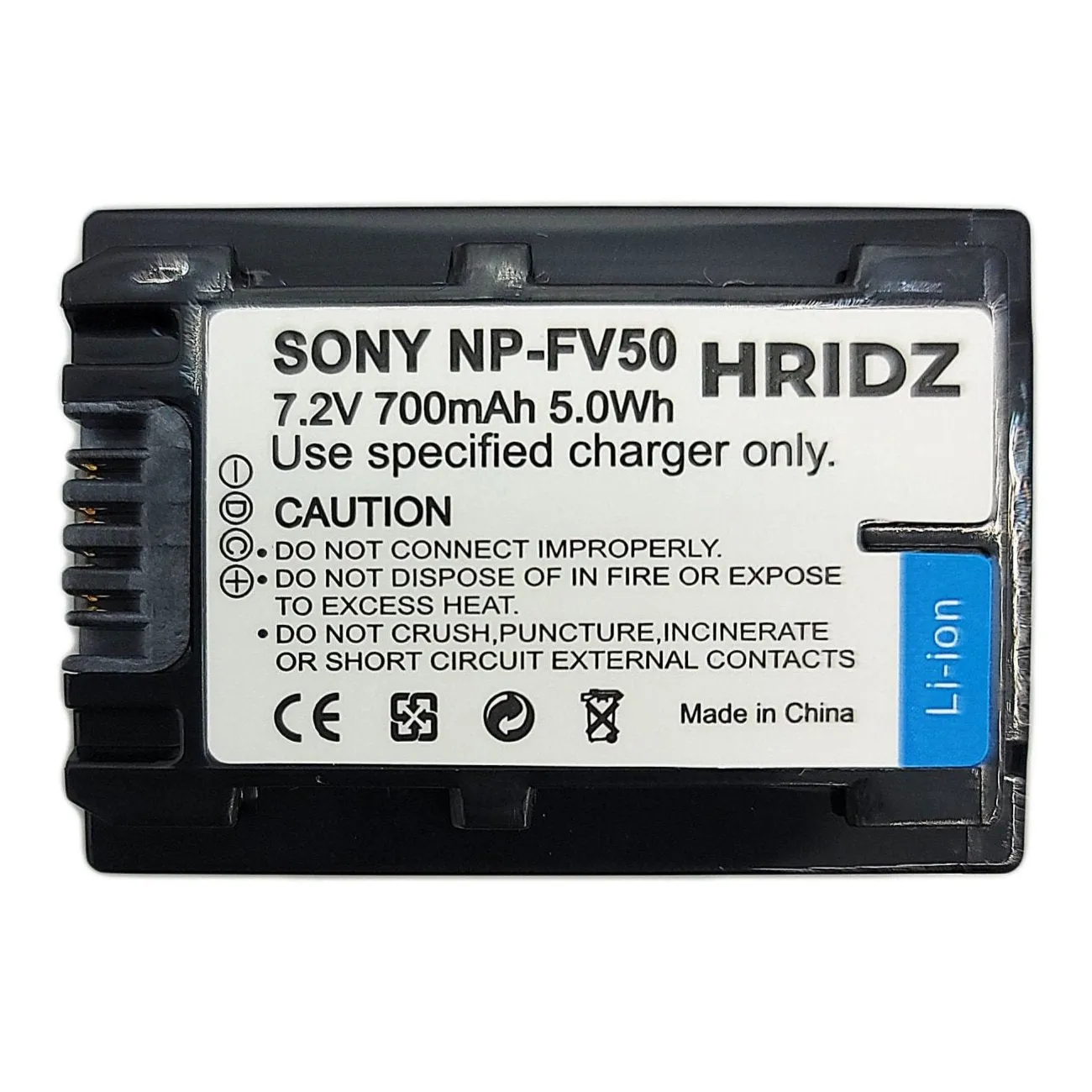 Hridz NP-FV50 Battery & Charger Pack for Sony FV50 FV60 FV70 HDR-XR150 XR160 XR260V XR350 XR550