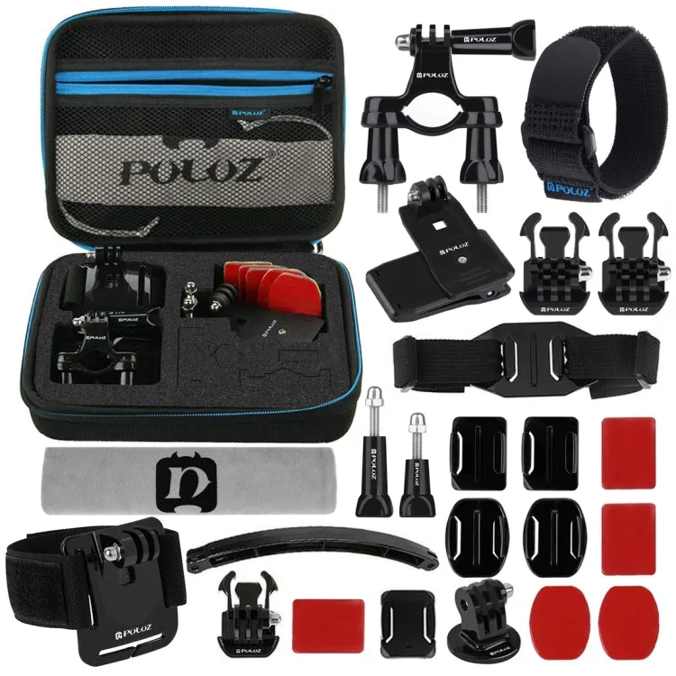 PULUZ 24 in 1 Bike Mount Accessories Combo Kits with EVA Case (Wrist Strap   Helmet Strap   Extension Arm   Quick Release Buckles   Surface Mounts   Adhesive Stickers   Tripod Adapter   Storage Bag    ...  for GoPro, Insta360, DJI and Other Action Cameras