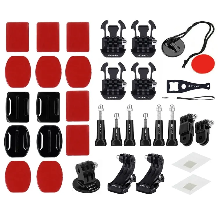 PULUZ 45 in 1 Accessories Ultimate Combo Kits with Orange EVA Case (Chest Strap   Suction Cup Mount   3-Way Pivot Arms   J-Hook Buckle   Wrist Strap   Helmet Strap   Surface Mounts   Tripod Adapter    ...  for GoPro, Insta360, DJI and Other Action Cameras