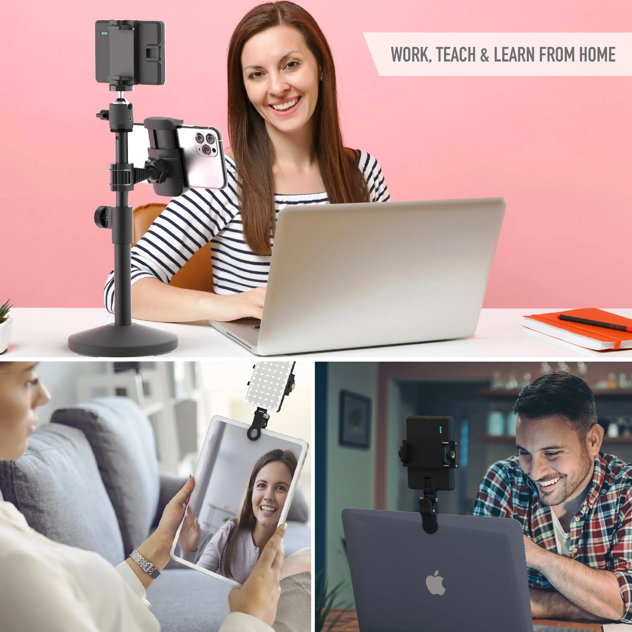 The Achiever - Video Call Pro kit with 60 LED Light, Stand & Smartphone Holder