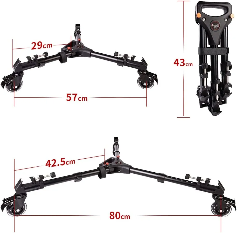 Tripod Dolly, Heavy Duty Tripod Dolly with Wheels Adjustable Leg Mounts Compatible with Tripods for Cameras