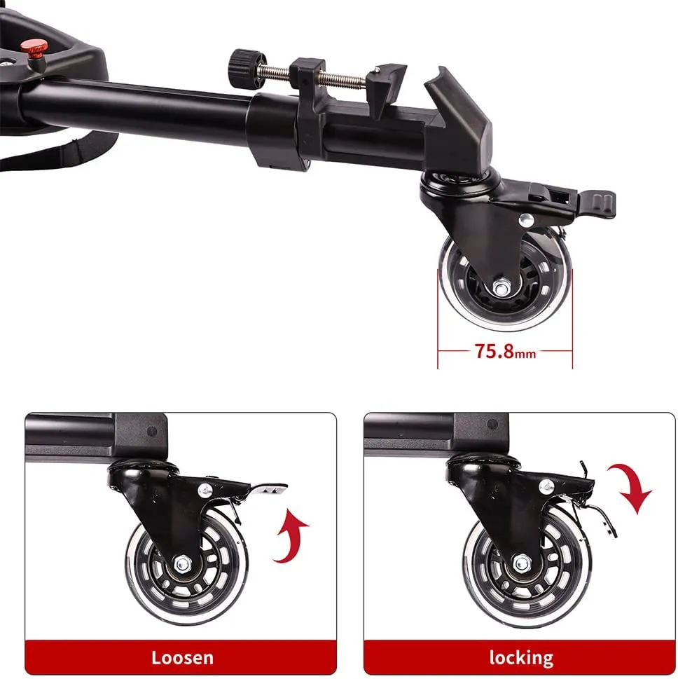 Tripod Dolly, Heavy Duty Tripod Dolly with Wheels Adjustable Leg Mounts Compatible with Tripods for Cameras