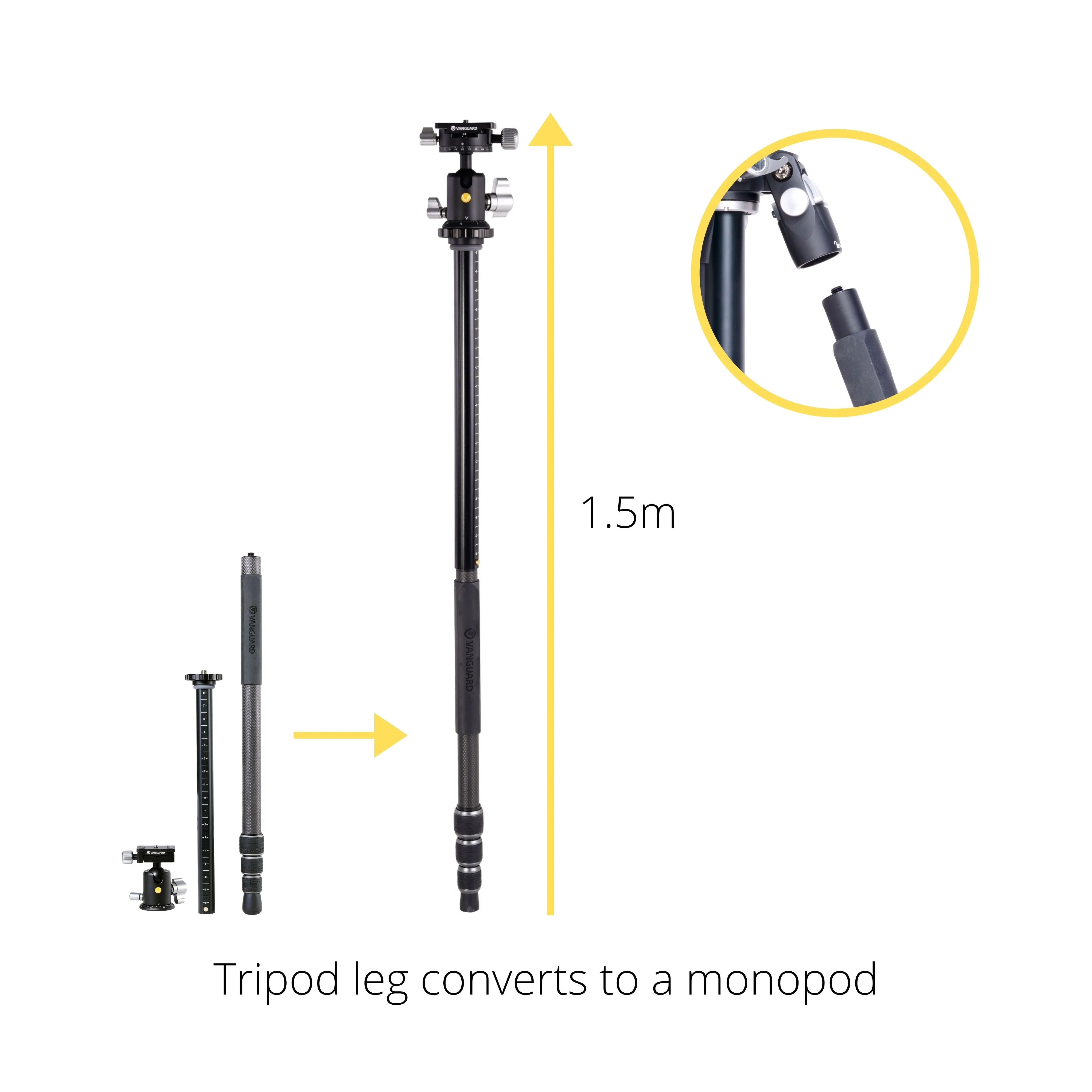 VEO 3T  264CT Versatile Carbon Travel Tripod Only - 15kg Load Capacity