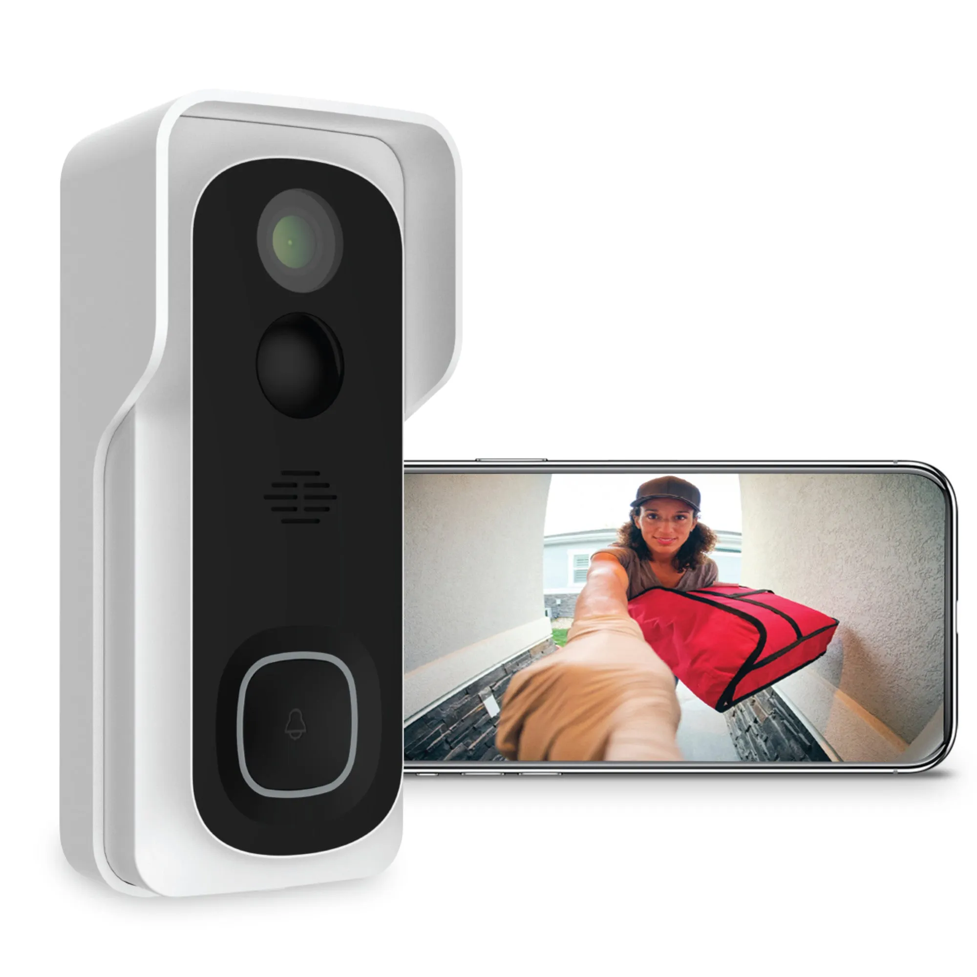 Wired or Battery-Powered Smart Wi-Fi Video Doorbell Camera with Motion Detection and Two-Way Audio